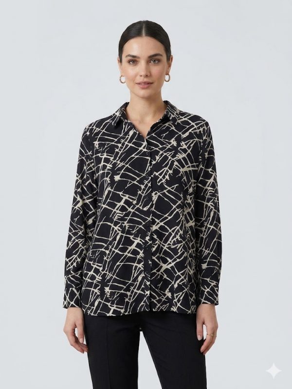 TOLGA SARAÇOĞLU Yarım Kol Desenli Bluz 10991