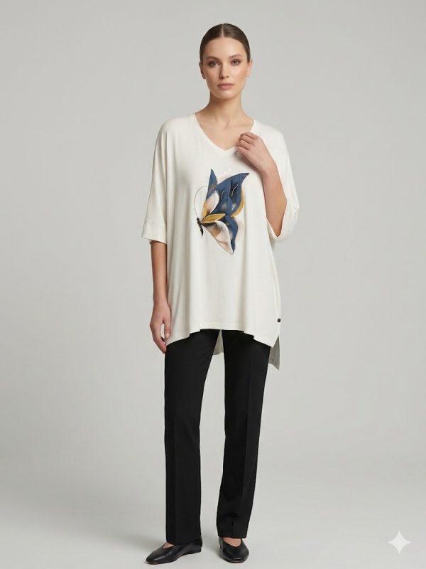 TOLGA SARAÇOĞLU Desenli Rahat Kesim Bluz 11057