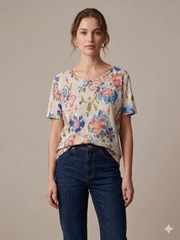 TOLGA SARAÇOĞLU Bisiklet Yaka Desenli Bluz 11061