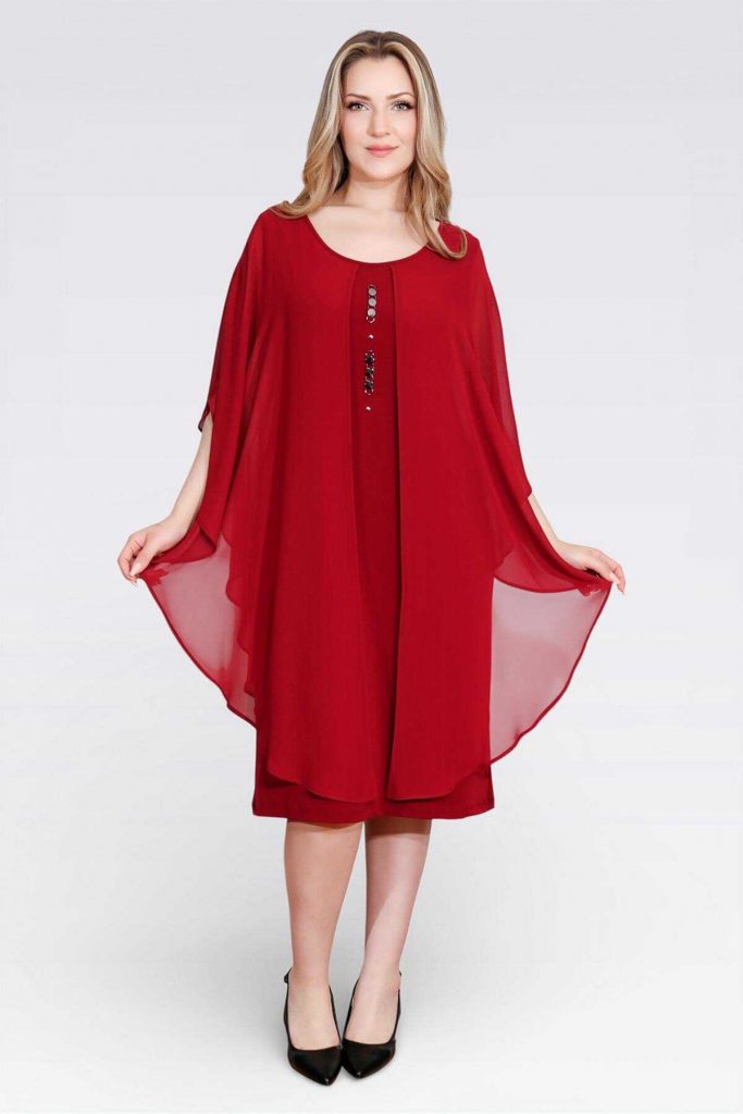 TOLGA SARAÇOĞLU Aksesuar Detaylı Rahat kesim Elbise 40177 - bordo