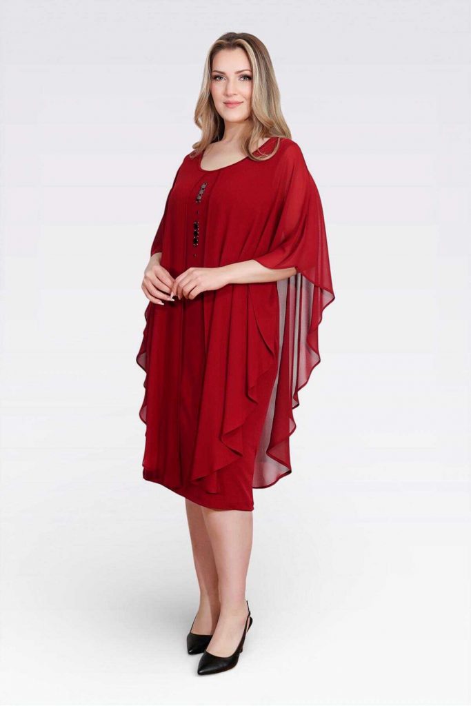 TOLGA SARAÇOĞLU Aksesuar Detaylı Rahat kesim Elbise 40177 - bordo