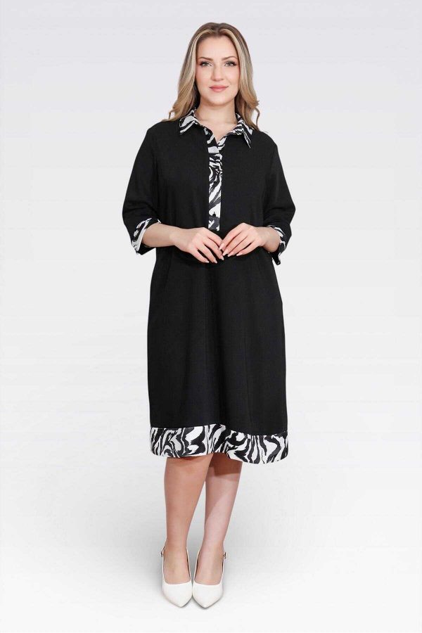 TOLGA SARAÇOĞLU Desenli Rahat Kesim Saten Elbise 40184