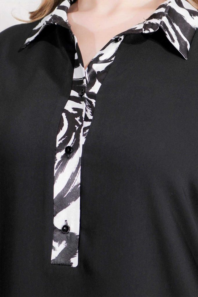 TOLGA SARAÇOĞLU Desenli Rahat Kesim Saten Elbise 40184 - Siyah