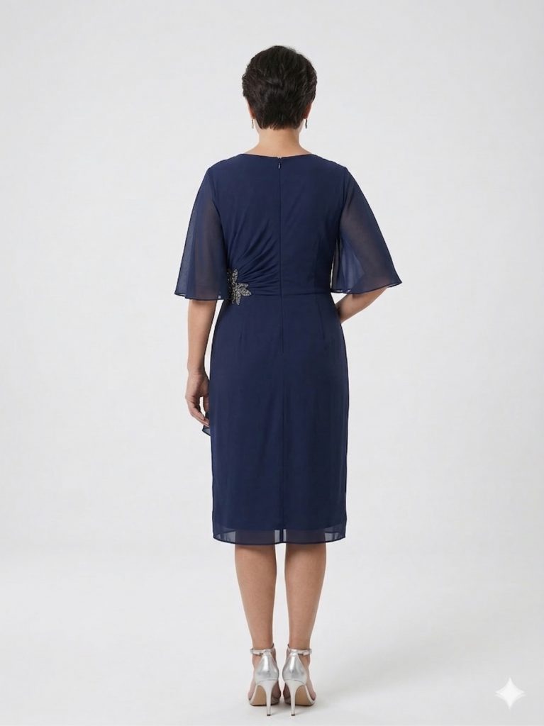 CENTİLMEN Kruvaze Yaka Drapeli Midi Elbise 40384