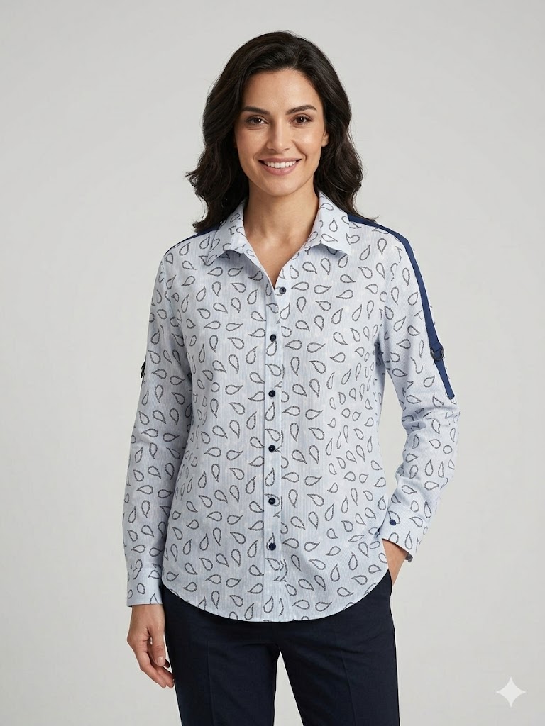 TOLGA SARAÇOĞLU Desenli Gömlek 10804 - MAVİ