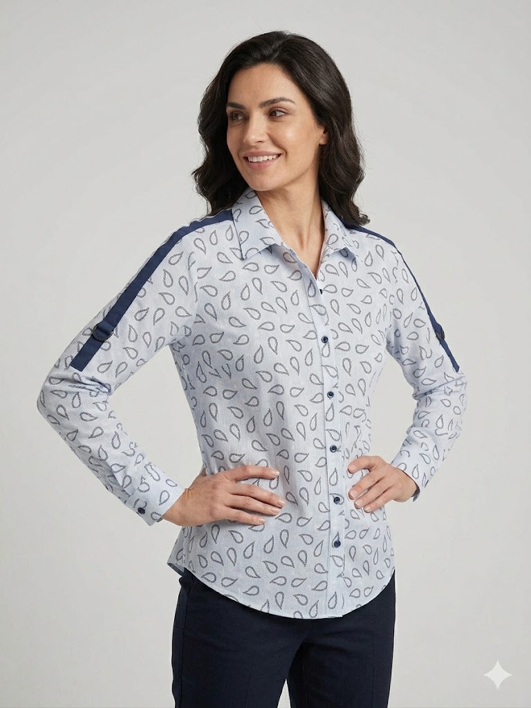 TOLGA SARAÇOĞLU Desenli Gömlek 10804 - MAVİ