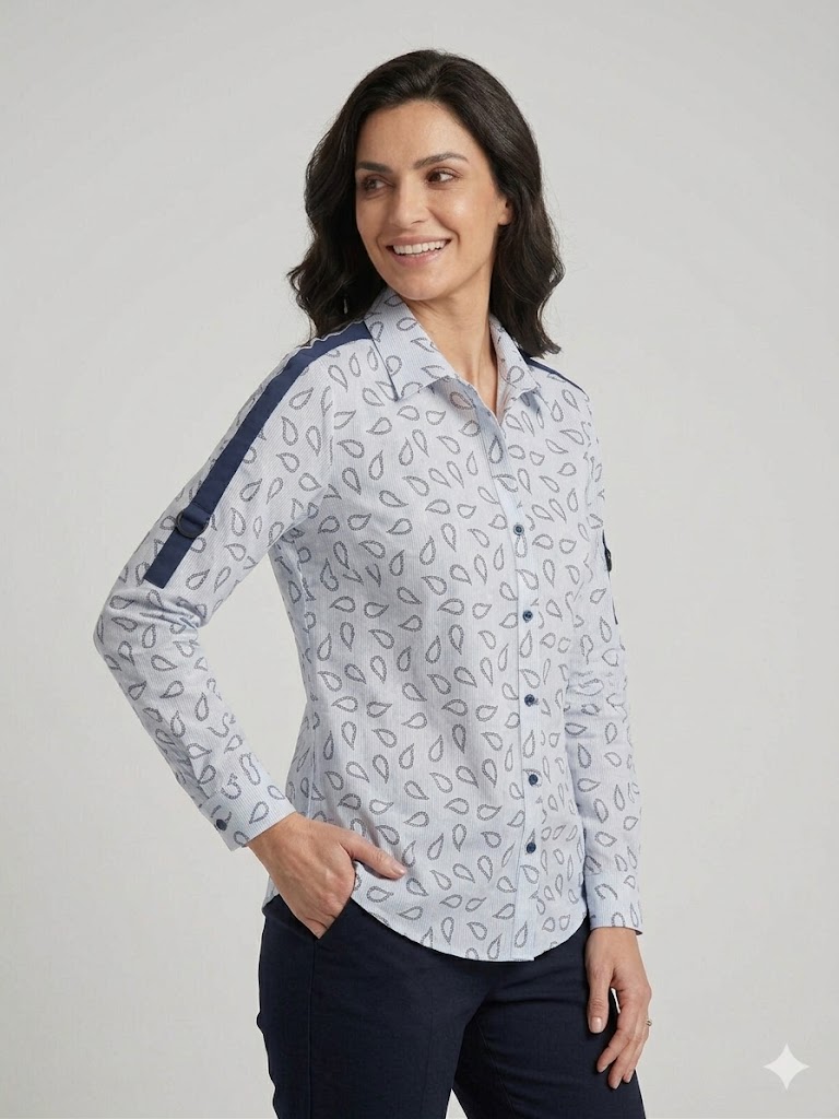 TOLGA SARAÇOĞLU Desenli Gömlek 10804 - MAVİ