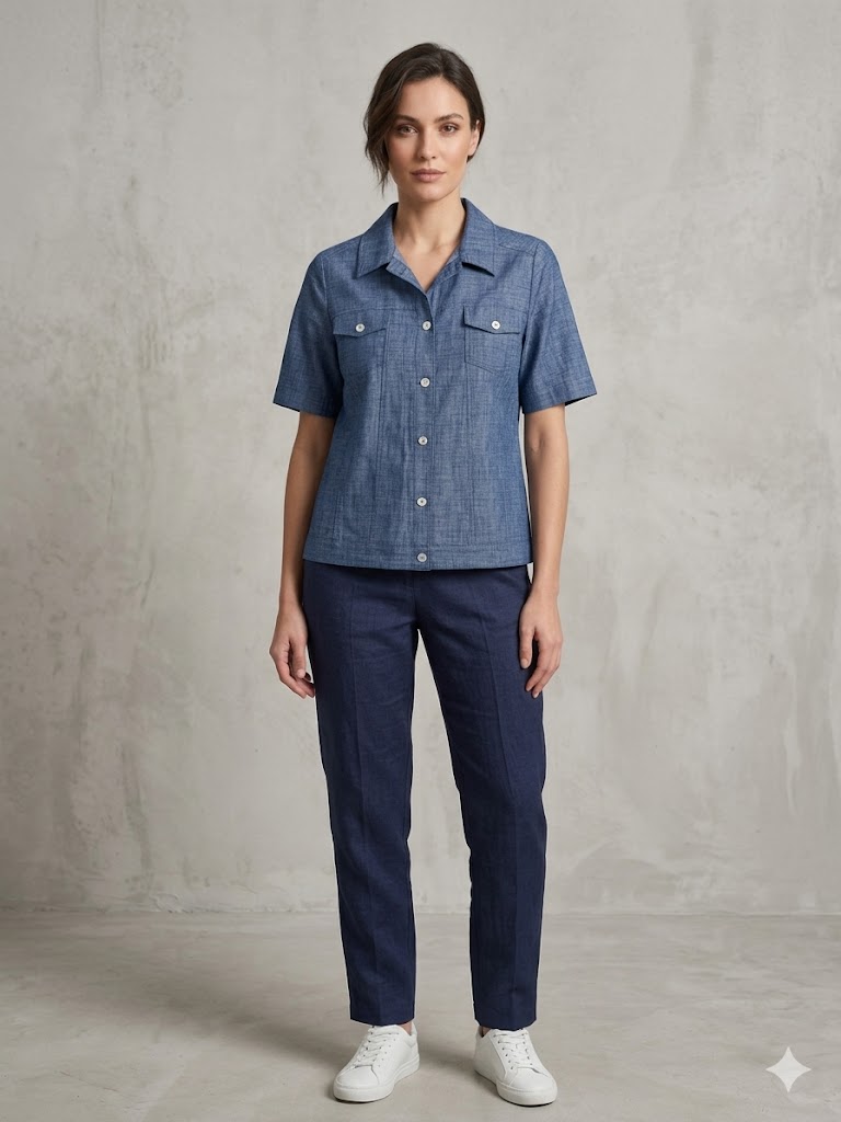 TOLGA SARAÇOĞLU Cepli Tensel Gömlek 11005 - Lacivert