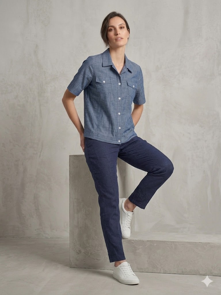 TOLGA SARAÇOĞLU Cepli Tensel Gömlek 11005 - Lacivert