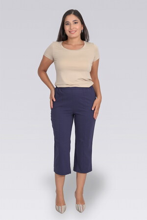 TOLGA SARAÇOĞLU İnce Kumaş Beli Lastikli Rahat Kesim Pantolon 30267 - Lacivert