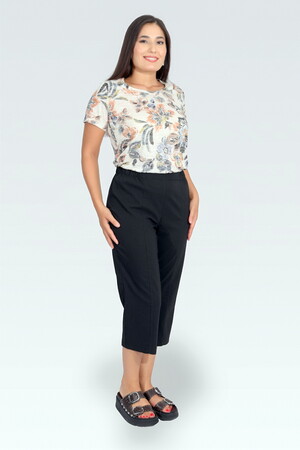 TOLGA SARAÇOĞLU İnce Kumaş Beli Lastikli Rahat Kesim Pantolon 30267 - Siyah