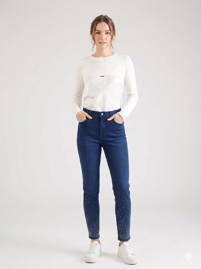 TOLGA SARAÇOĞLU Taş Detaylı Kot Pantolon 30114 - Lacivert