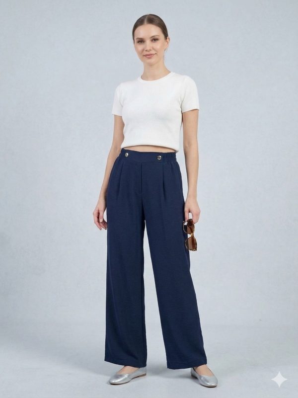 TOLGA SARAÇOĞLU Düğme Detaylı Beli Lastikli Pantolon 30176