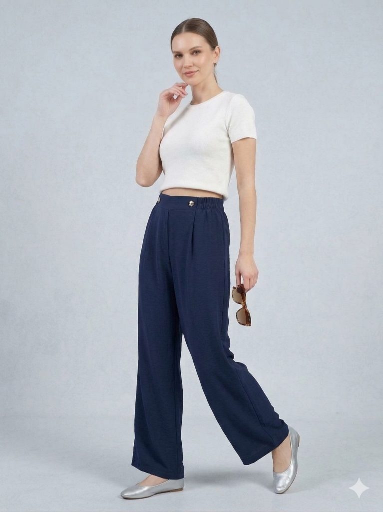 TOLGA SARAÇOĞLU Düğme Detaylı Beli Lastikli Pantolon 30176