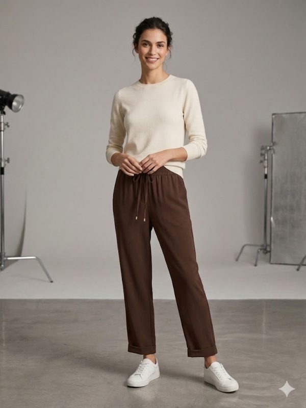 TOLGA SARAÇOĞLU Beli Lastikli Duble Paça Pantolon 30181