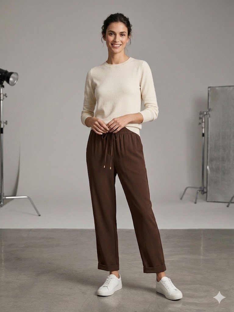 TOLGA SARAÇOĞLU Beli Lastikli Duble Paça Pantolon 30181