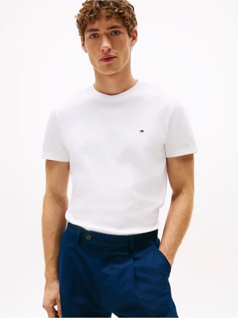 TOMMY HILFIGER luxury ınterlock t-shirt MW0MW33202YBR - Beyaz