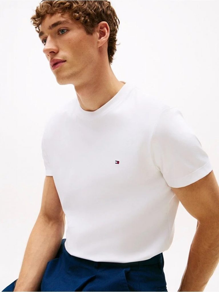 TOMMY HILFIGER luxury ınterlock t-shirt MW0MW33202YBR - Beyaz