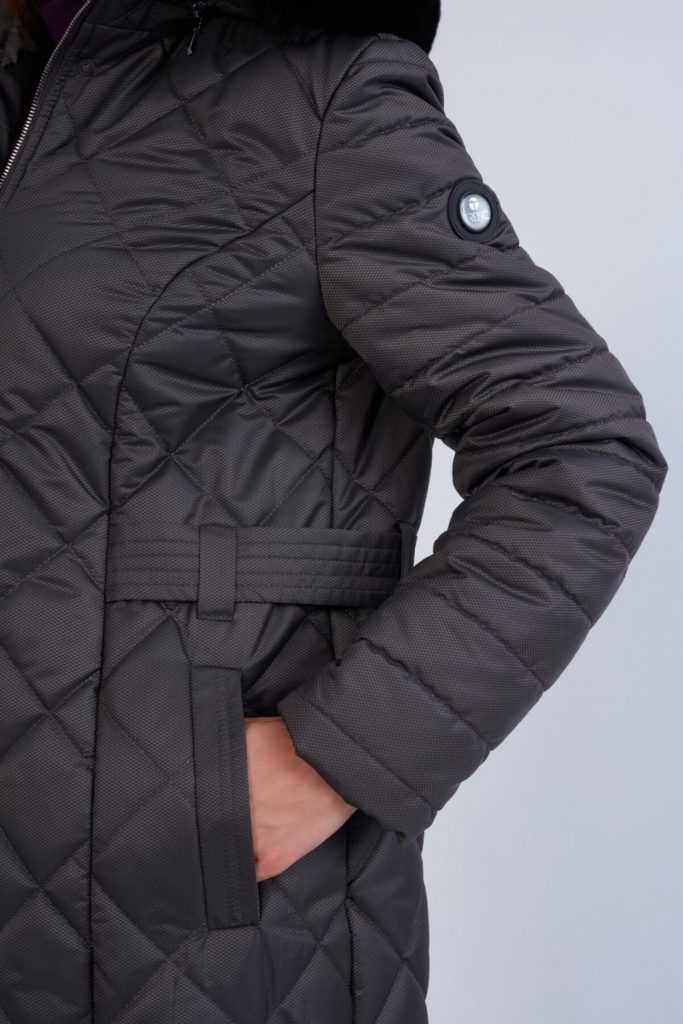 TRENÇ Dikiş Detaylı Büyük Beden Kapitone Kaban 5501 - GRİ