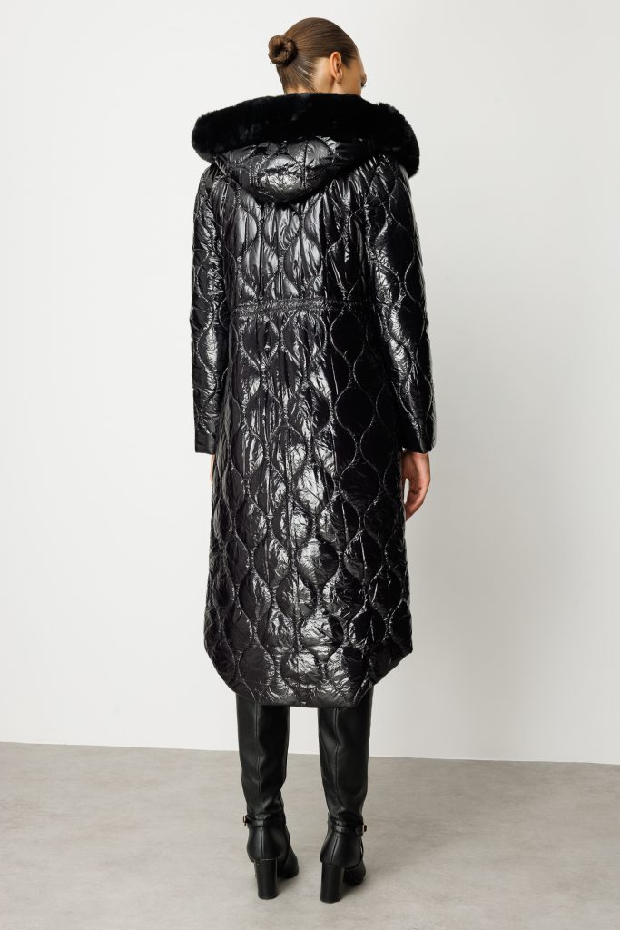 TRENÇ Soğan Desenli Şişme Kaban 5628 - Siyah