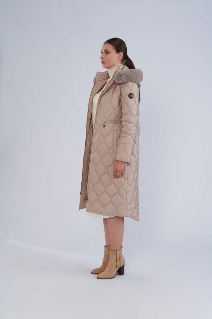 TRENÇ Soğan Desenli Şişme Kaban 5628 - BEJ