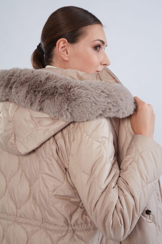 TRENÇ Soğan Desenli Şişme Kaban 5628 - BEJ