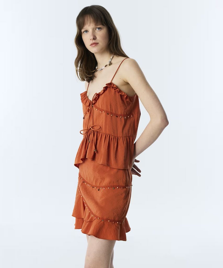 TWİST Karma Aksesuarlı Crop Bluz  TS1260006099 - KİREMİT