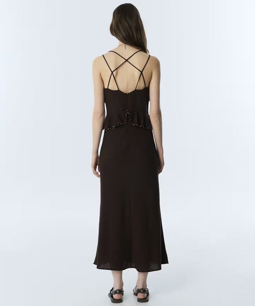 TWİST Renkli Aksesuarlı Volanlı Elbise TS1260002280 - kahve