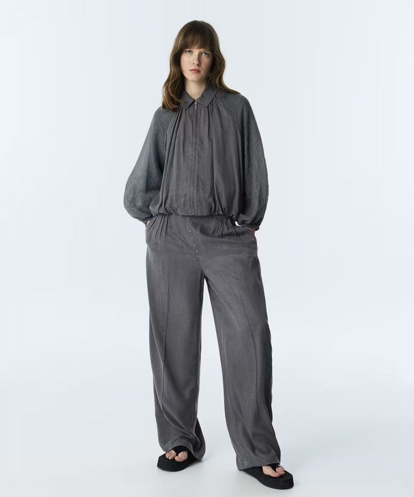 TWİST Büzgülü Wide Leg Pantolon TS1260003237 - GRİ