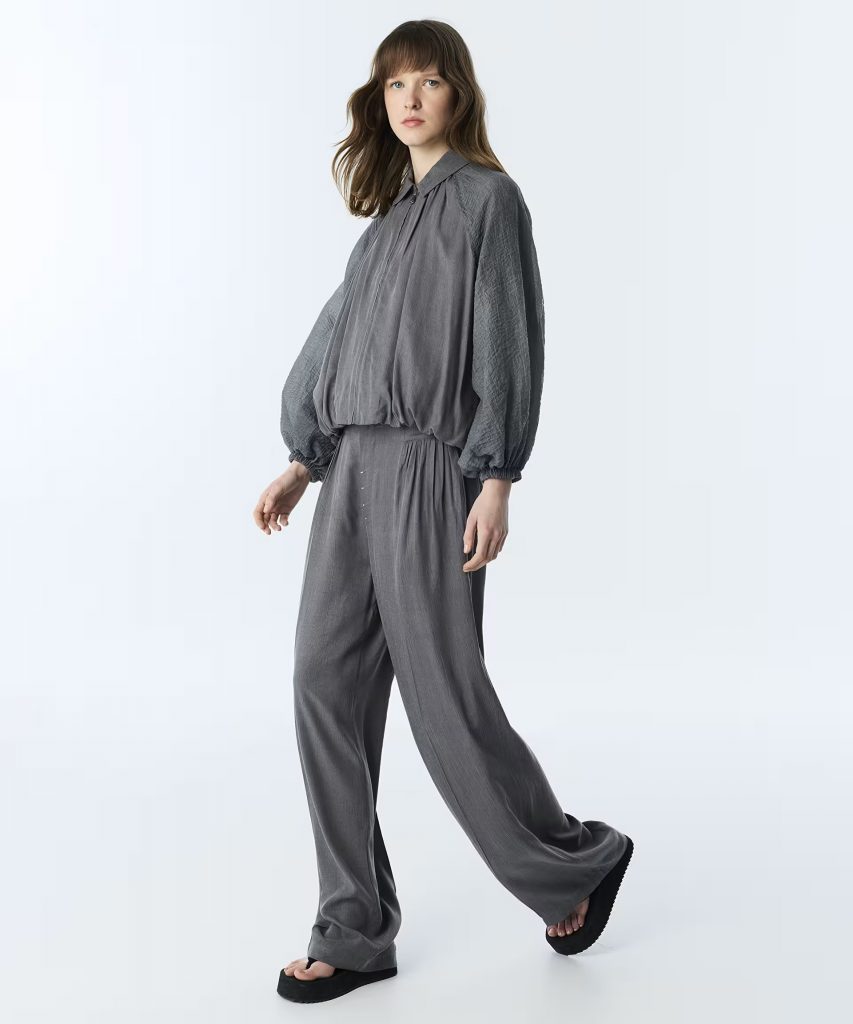 TWİST Büzgülü Wide Leg Pantolon TS1260003237 - GRİ