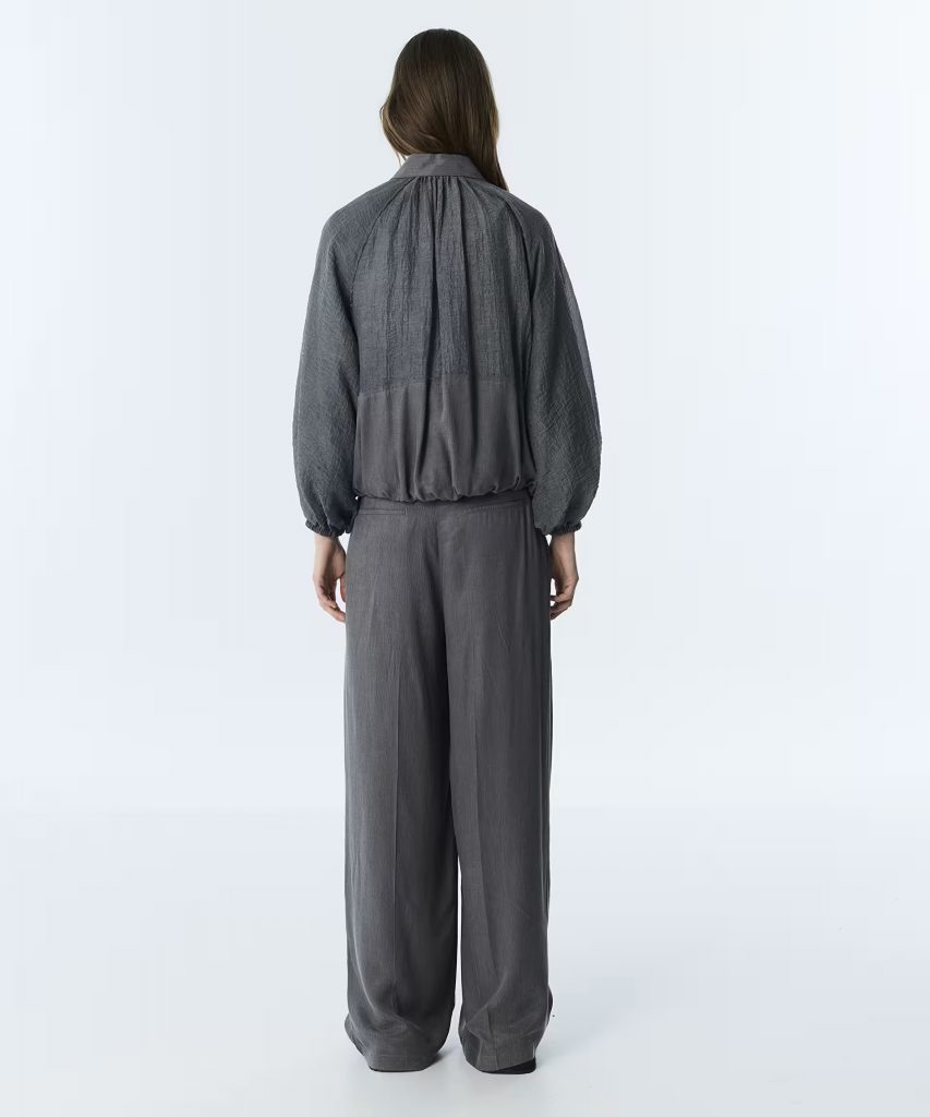 TWİST Büzgülü Wide Leg Pantolon TS1260003237 - GRİ