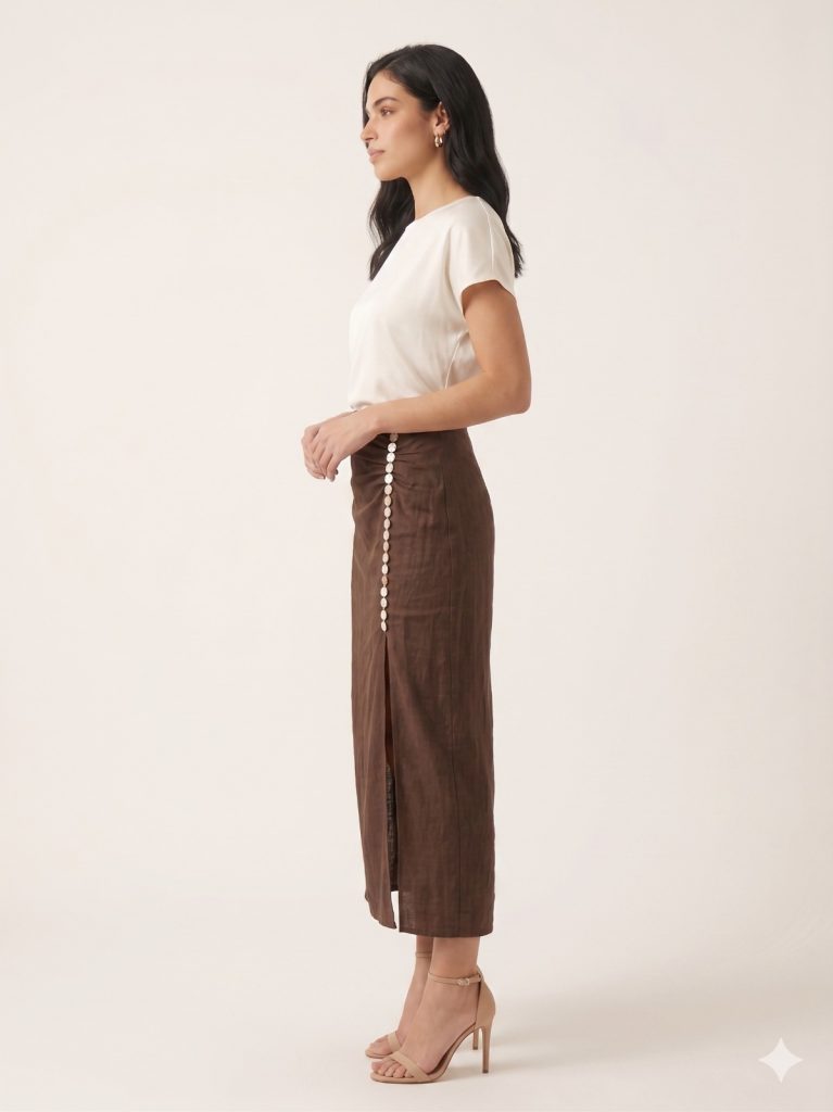 UNIQUE Bürümcük Kumaş Etek 266007 - kahve