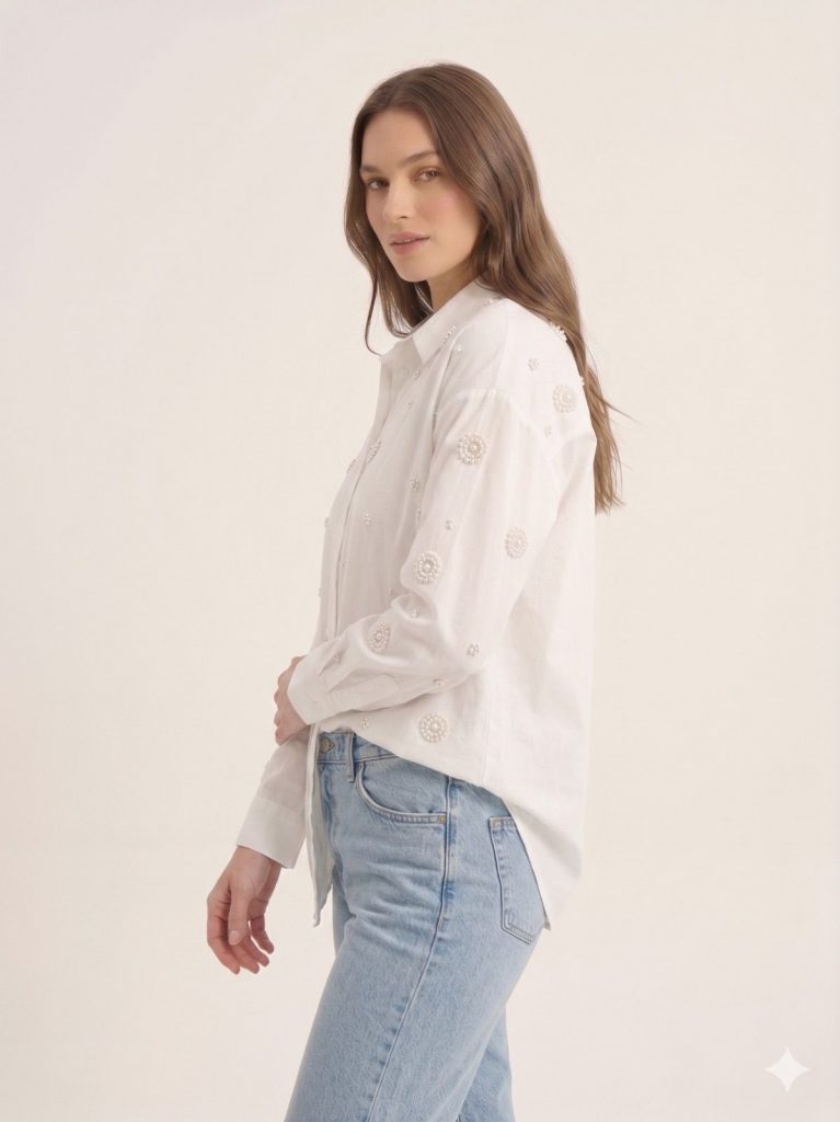 UNIQUE Boncuk İşleme Detaylı Gömlek  267011