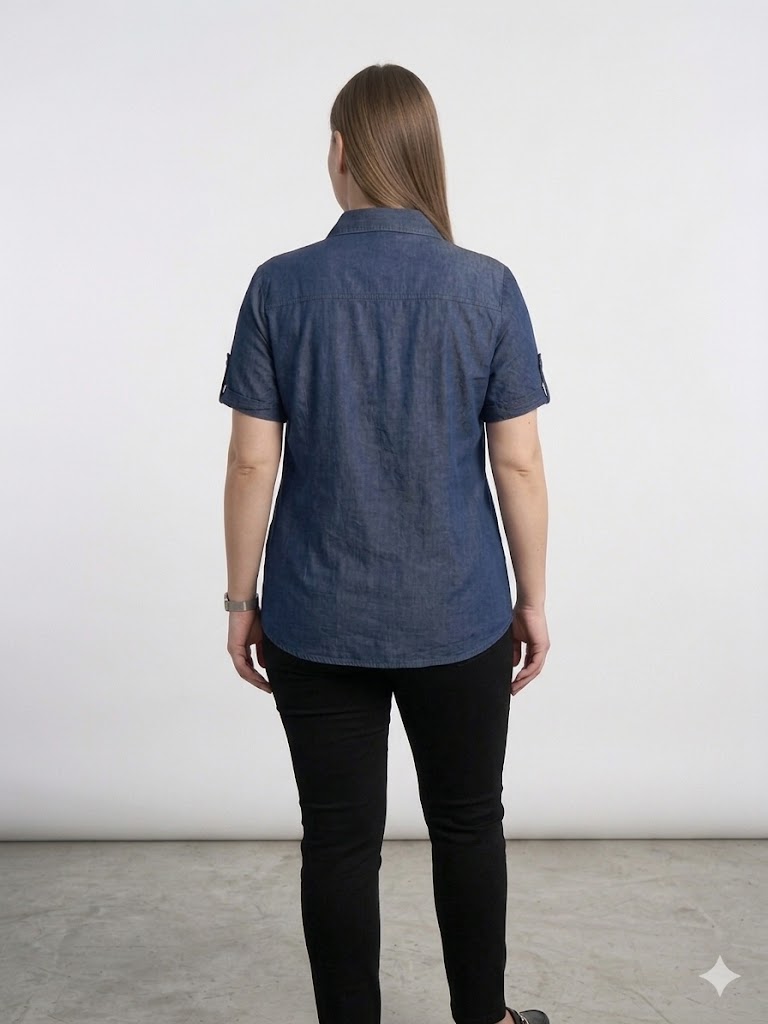 VEDİ XLİFE Önü Basklı Tensel Gömlek 7048 - Lacivert