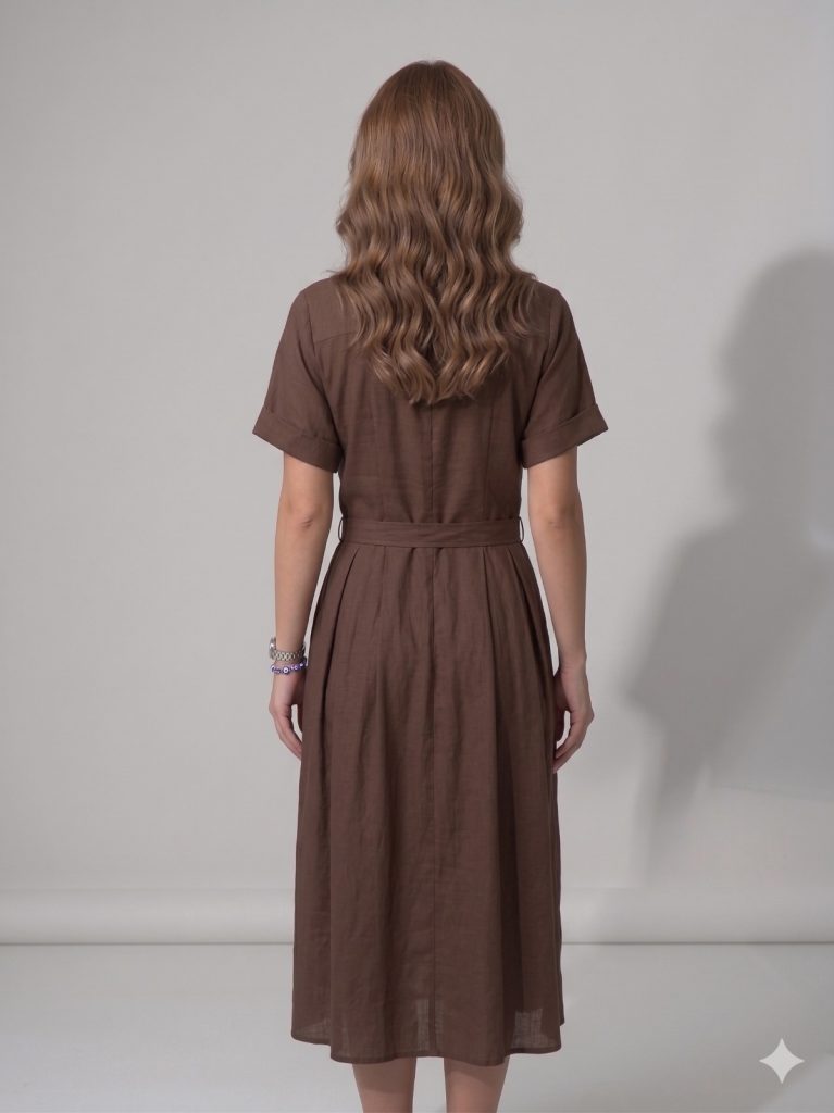 VENDİ LALUCE Düğme Detaylı Elbise LE661 - kahve