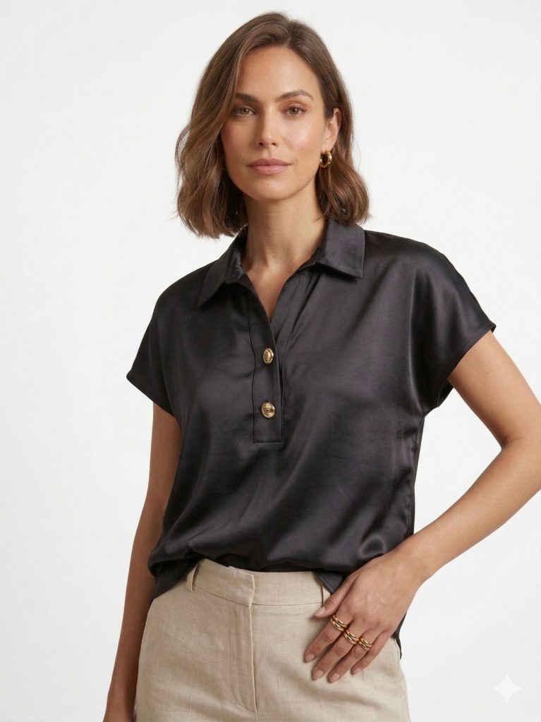 YSATİS Gömlek Yaka Bluz  5000129 - Siyah