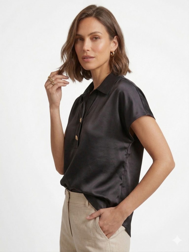 YSATİS Gömlek Yaka Bluz  5000129 - Siyah