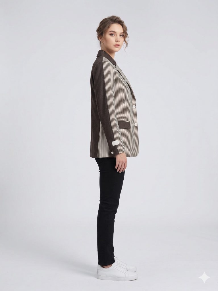 YSATİS Çizgili Ceket 1000111 - kahve