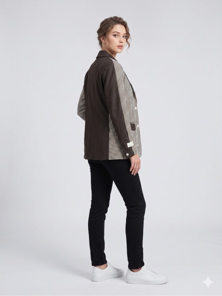 YSATİS Çizgili Ceket 1000111 - kahve