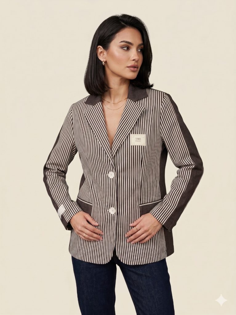 YSATİS Çizgili Ceket 1000111 - kahve