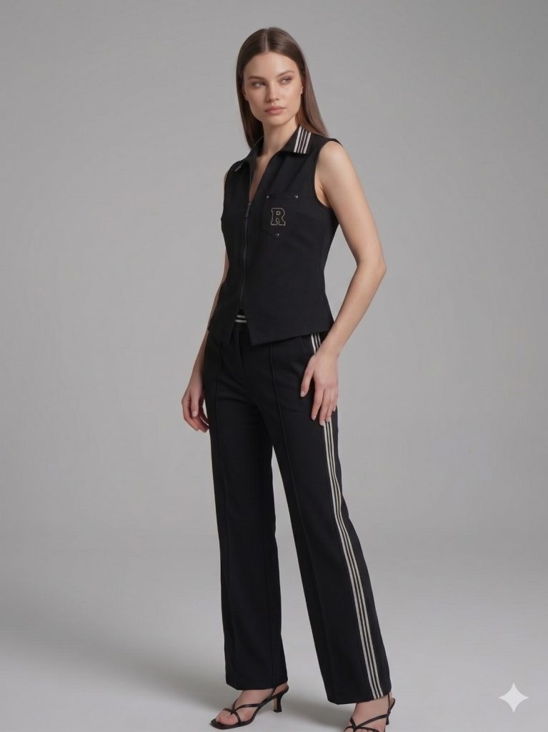 YSATİS Şerit Detaylı Pantolon 2000113 - Siyah