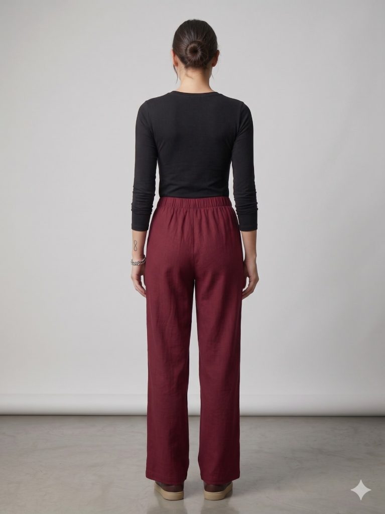 YSATİS Beli Lastikli Rahat Kesim Pantolon 2000152 - MÜRDÜM