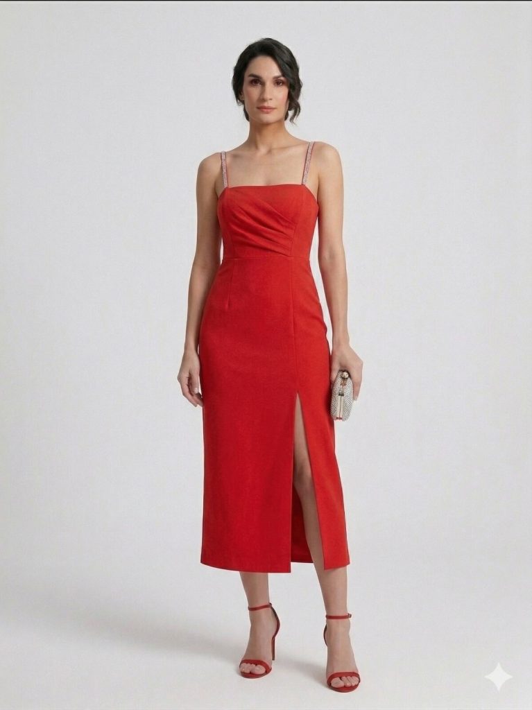 ZMS Askılı Yandan Yırtmaçlı Elbise 8337