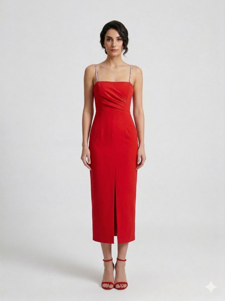 ZMS Askılı Yandan Yırtmaçlı Elbise 8337