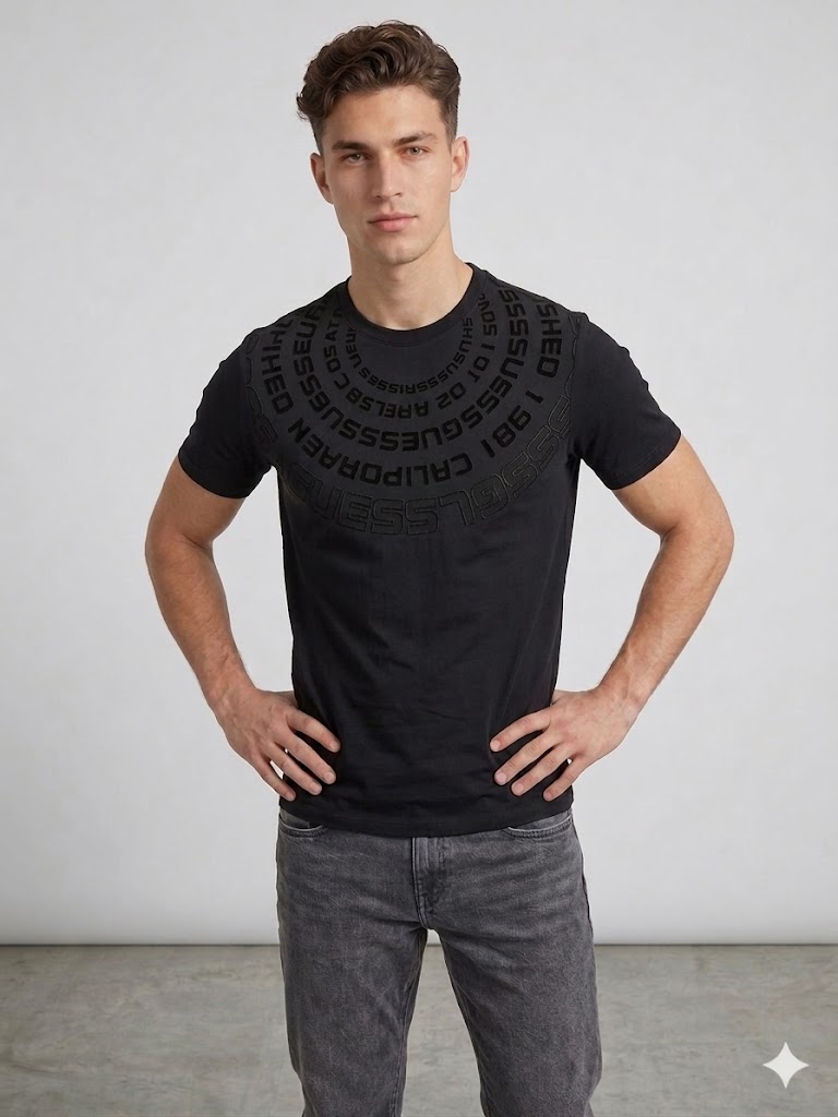 GUESS Erkek Casual Slim Fit Kısa Kollu Tişört Z4RI09JR06K - Siyah