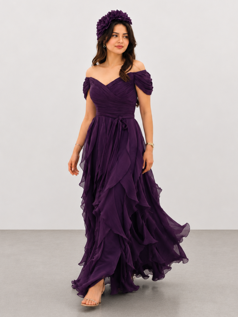 FOR COSTUME Fırfırlı Abiye 10589 - Mor