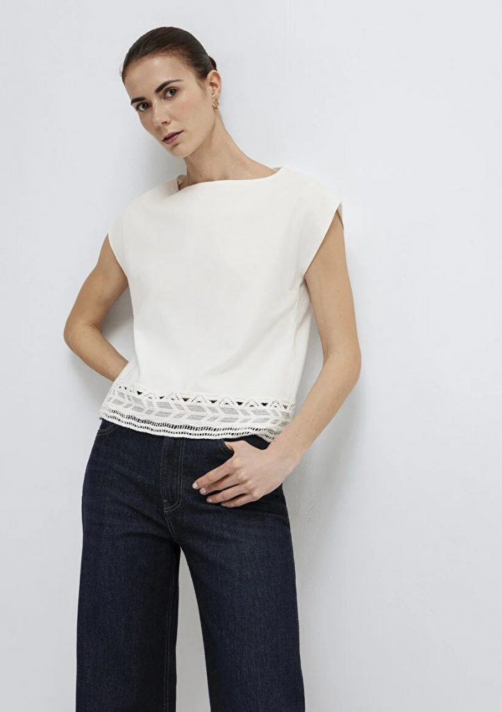 MAVİ Nakış Detaylı Ekru T-shirt M1613945-70057 - Beyaz