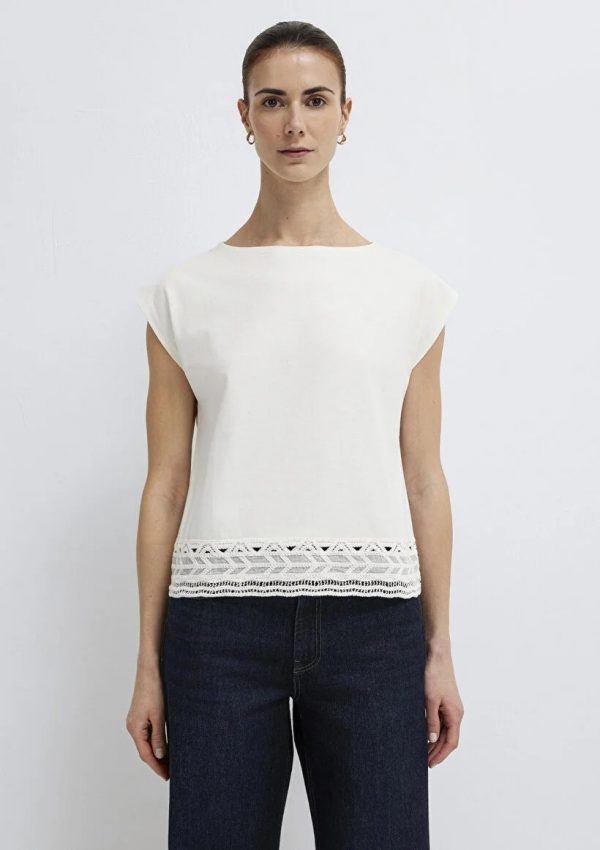 MAVİ Nakış Detaylı Ekru T-shirt M1613945-70057