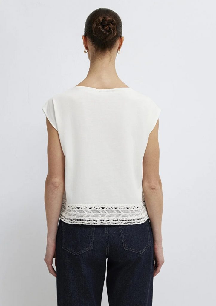 MAVİ Nakış Detaylı Ekru T-shirt M1613945-70057 - Beyaz