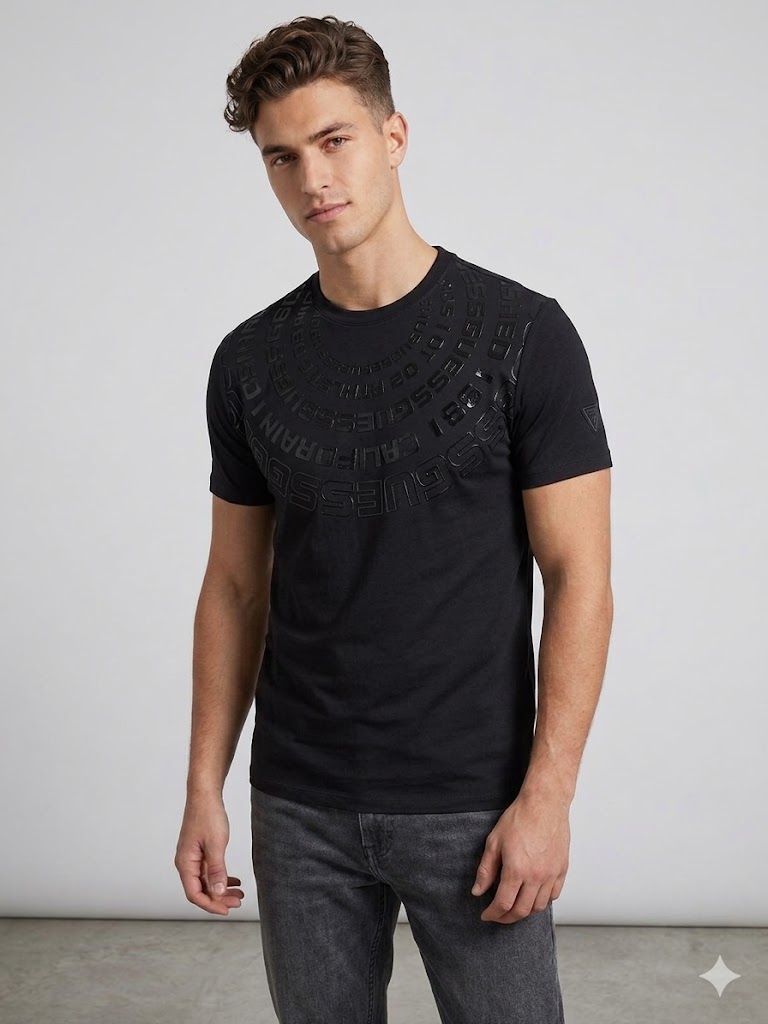 GUESS Erkek Casual Slim Fit Kısa Kollu Tişört Z4RI09JR06K - Siyah